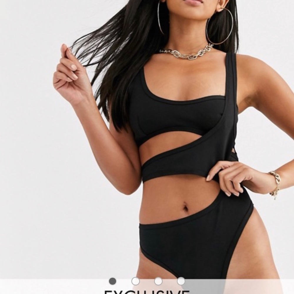 ASOS cut out black one piece bathing suit
